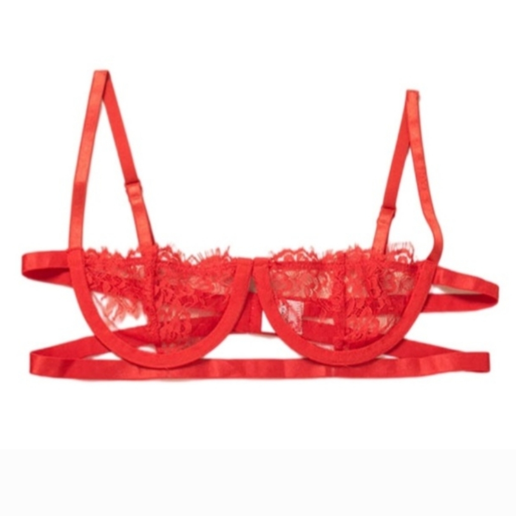 Nwot Ouges Red Sexy Lace Balconette Bra